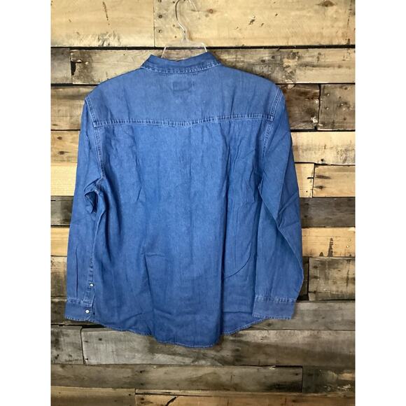 Turtle Bay New York Men’s Denim Long Sleeve Shirt Size Large - Picture 3 of 4